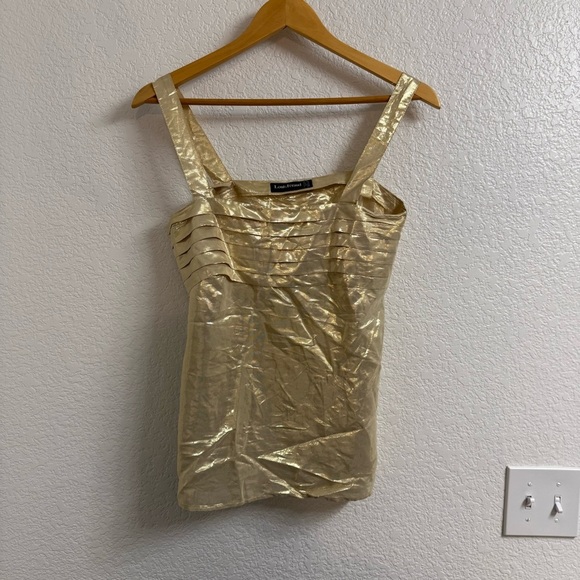Louis Féraud Metallic Gold Tank Top – Size 6 - Picture 1 of 5